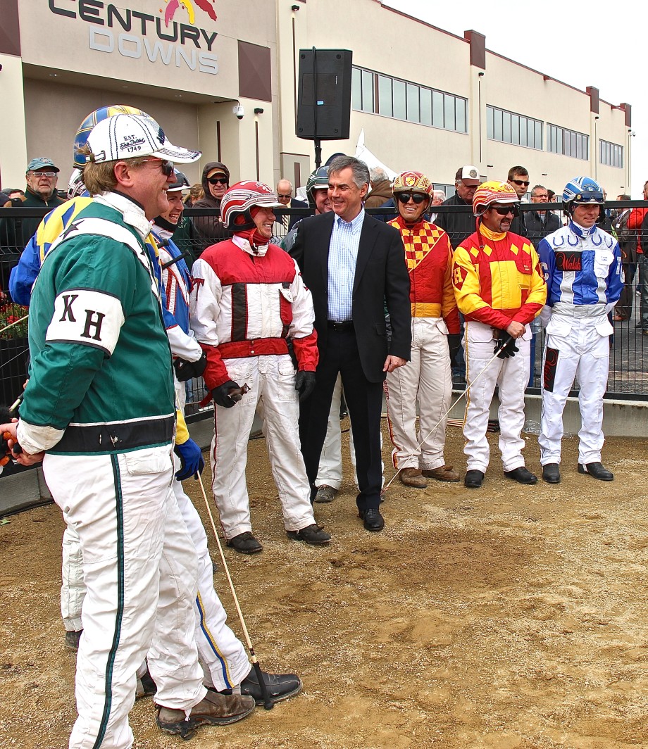 Jim Prentice and harness drivers, Century Downs