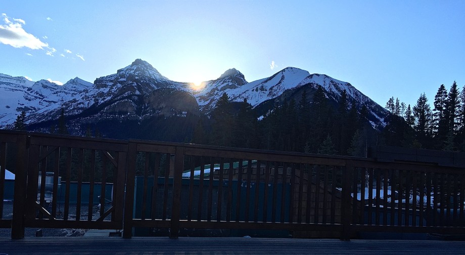 view from the hot tub at Lake Louise's Deer Lodge