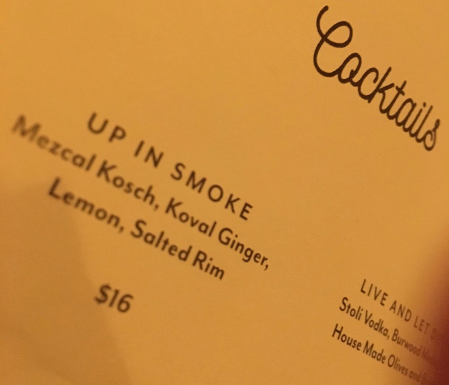 Cocktail Menu at The Wednesday Room